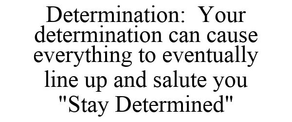  DETERMINATION: YOUR DETERMINATION CAN CAUSE EVERYTHING TO EVENTUALLY LINE UP AND SALUTE YOU "STAY DETERMINED"