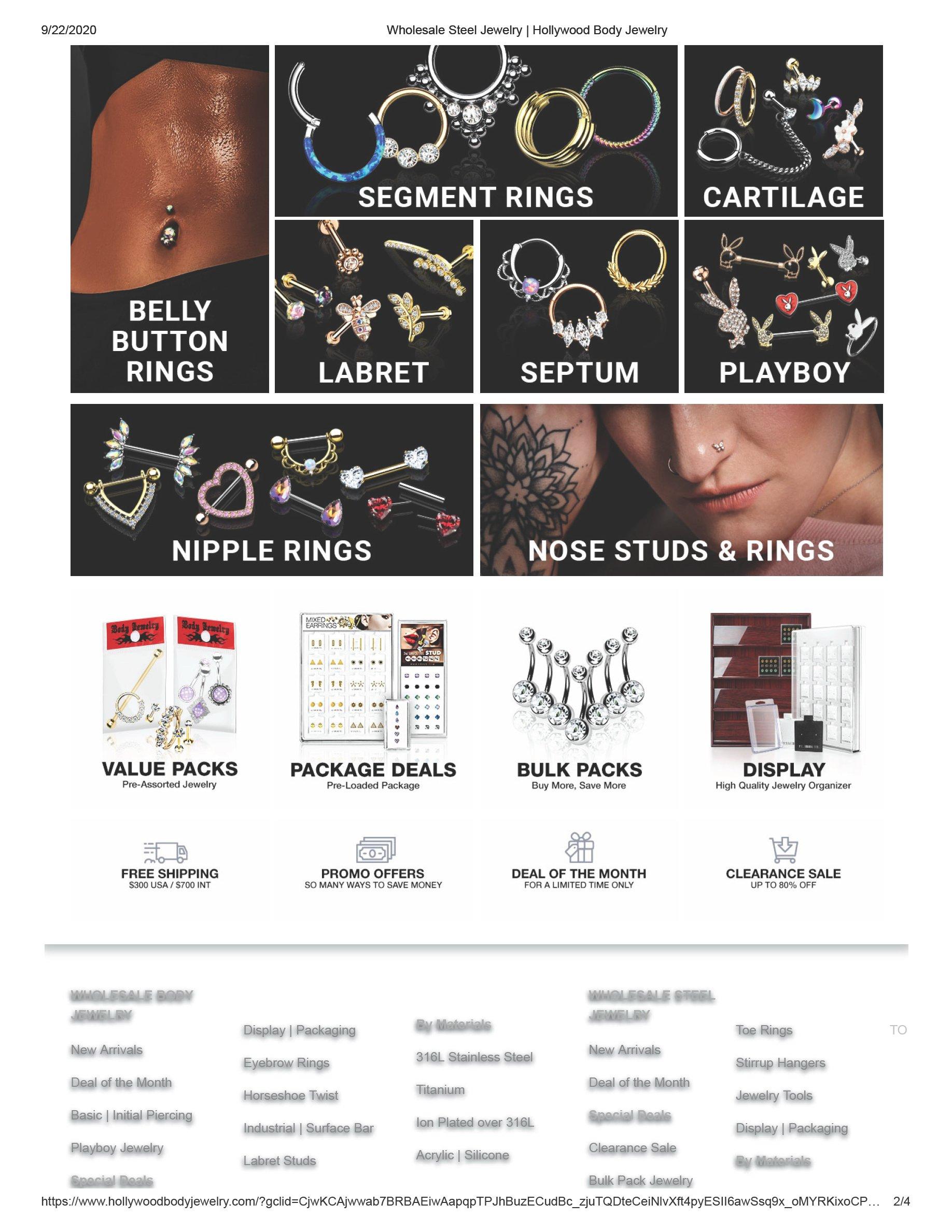 Wholesale Body Jewelry  Hollywood Body Jewelry