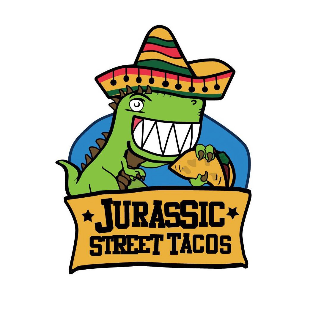  ANTHROPOMORPHIC TYRANNOSAURUS REX WEARING A HAT AND HOLDING A TACO IS A CARTOON CHARACTER