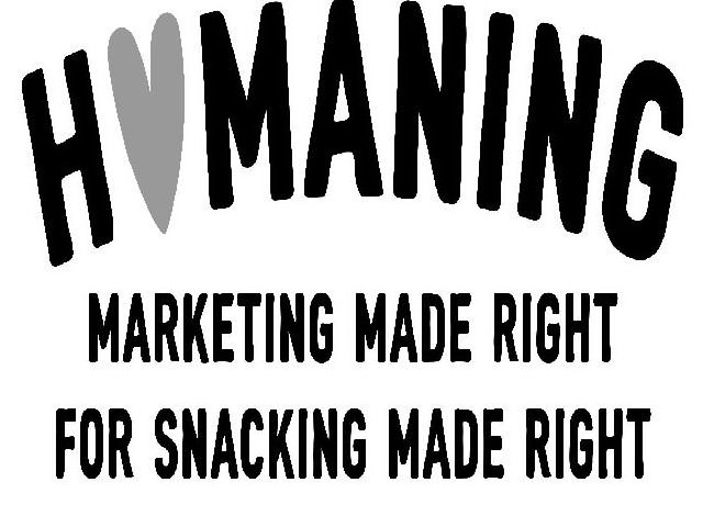 Trademark Logo H MANINNG MARKETING MADE RIGHT FOR SNACKING MADE RIGHT