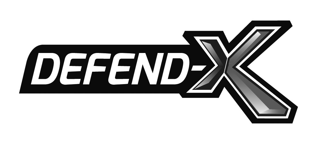  THE WORD "DEFEND-X" IN STYLIZED FONT, WITH THE LETTERS IN BLACK AND WHITE
