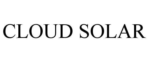 Trademark Logo CLOUD SOLAR