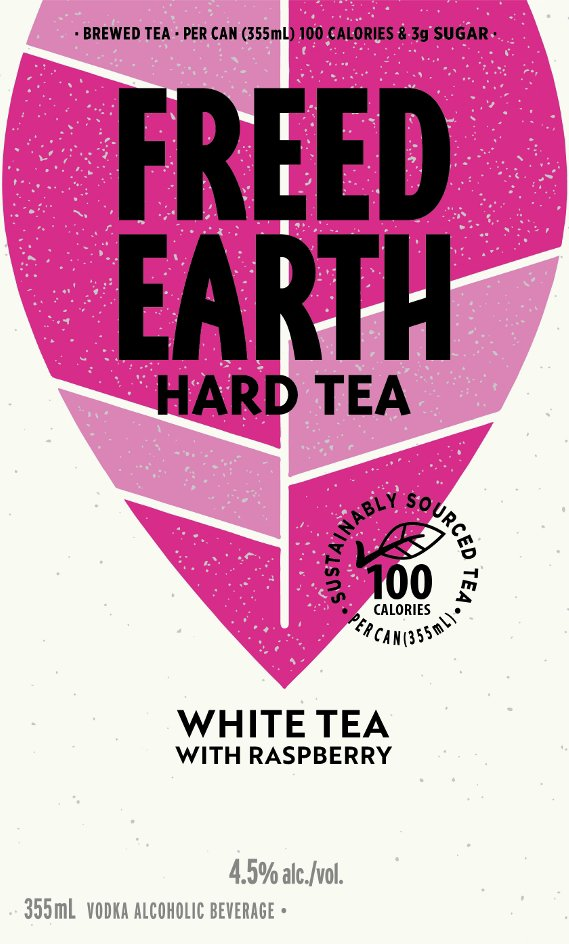  BREWED TEA PER CAN (355 ML) 100 CALORIES &amp; 3G SUGAR FREED EARTH HARD TEA WHITE TEA WITH RASPBERRY SUSTAINABLY SOURCED TEA 10