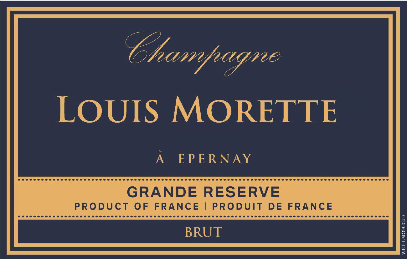  LOUIS MORETTE BRUT CHAMPAGNE GRAND RESERVE PRODUCT OF FRANCE PRODUIT DE FRANCE EPERNAY