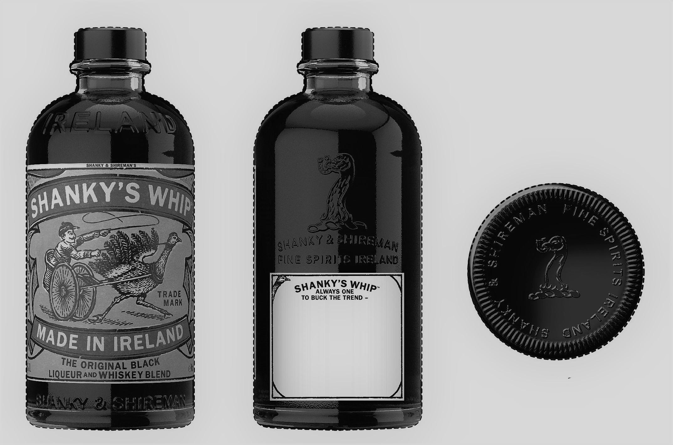  SHANKY &amp; SHIREMAN'S SHANKY'S WHIP MADE IN IRELAND TRADEMARK THE ORIGINAL BLACK LIQUEUR AND WHISKEY BLEND SHANKY &amp; SHIREM