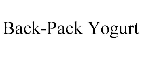 Trademark Logo BACK-PACK YOGURT