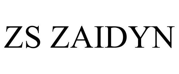 Trademark Logo ZS ZAIDYN