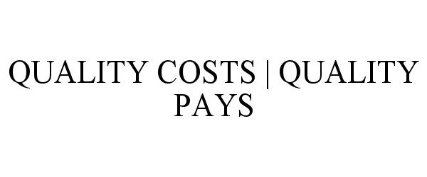 Trademark Logo QUALITY COSTS | QUALITY PAYS