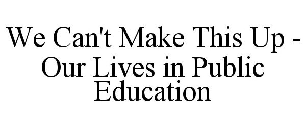  WE CAN'T MAKE THIS UP - OUR LIVES IN PUBLIC EDUCATION