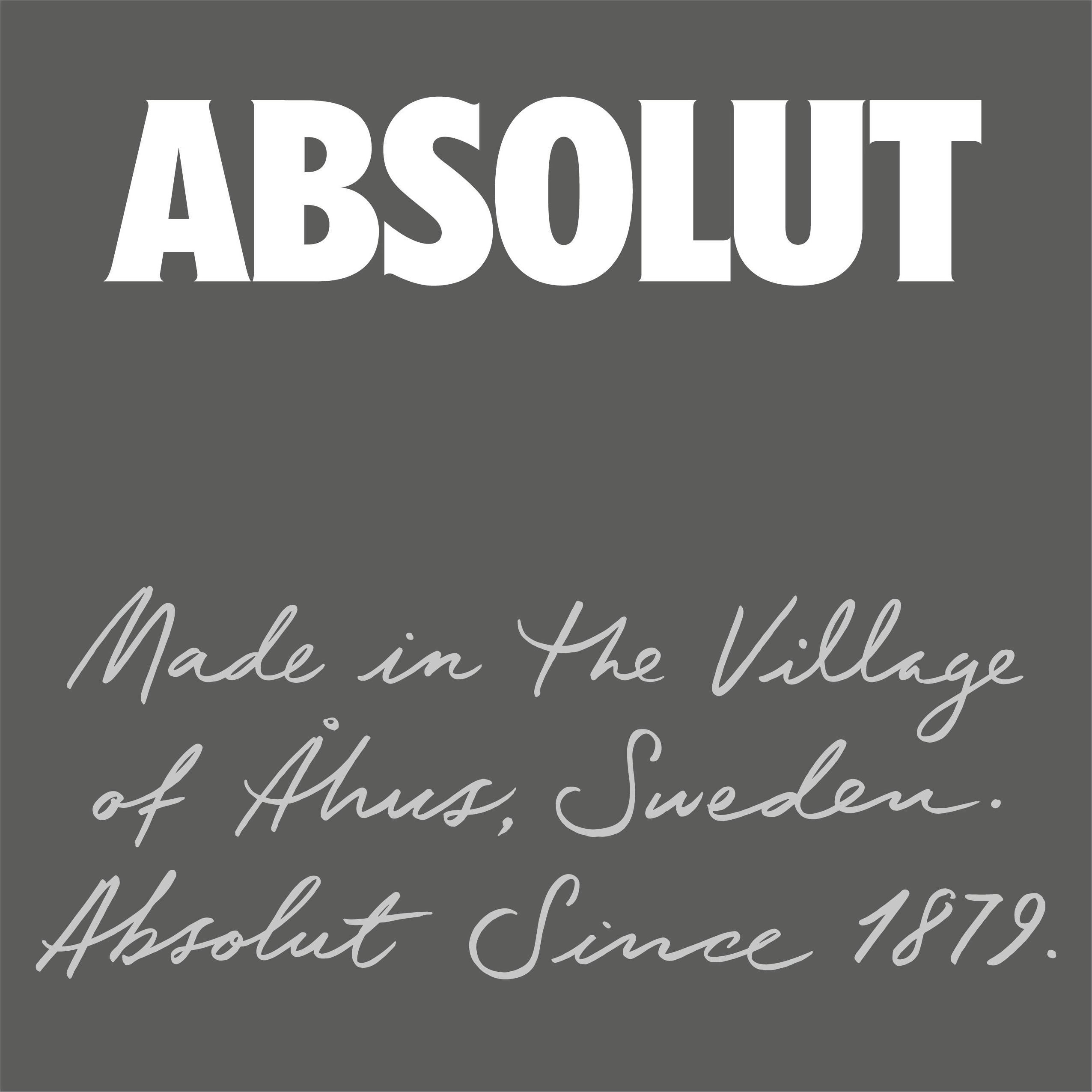 Trademark Logo ABSOLUT MADE IN THE VILLAGE OF ÅHUS, SWEDEN. ABSOLUT SINCE 1879.