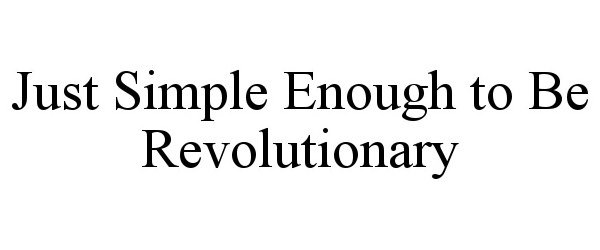  JUST SIMPLE ENOUGH TO BE REVOLUTIONARY
