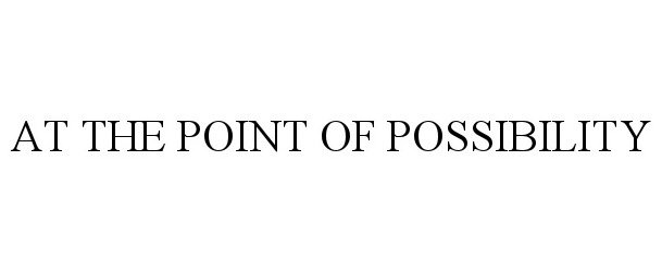  AT THE POINT OF POSSIBILITY