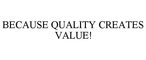 Trademark Logo BECAUSE QUALITY CREATES VALUE!