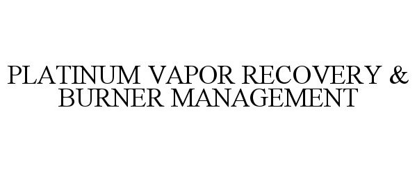  PLATINUM VAPOR RECOVERY &amp; BURNER MANAGEMENT