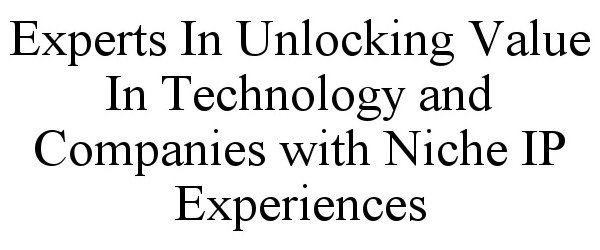 Trademark Logo EXPERTS IN UNLOCKING VALUE IN TECHNOLOGY AND COMPANIES WITH NICHE IP EXPERIENCES