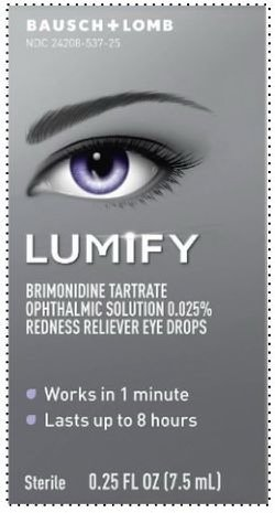  BAUSCH + LOMB LUMIFY BRIMONIDINE TARTRATE OPTHALMIC SOLUTION 0.025% REDNESS RELIEVER EYE DROPS WORKS IN 1 MINUTE LASTS UP TO 8 HOU