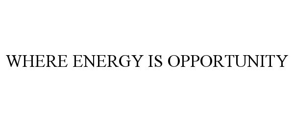  WHERE ENERGY IS OPPORTUNITY
