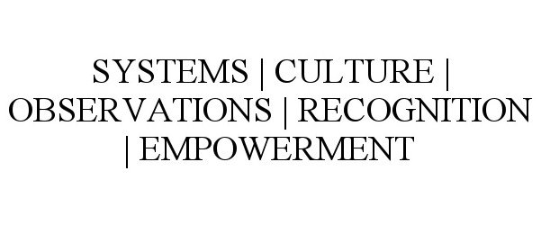 Trademark Logo SYSTEMS | CULTURE | OBSERVATIONS | RECOGNITION | EMPOWERMENT