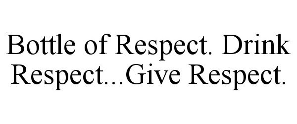 Trademark Logo BOTTLE OF RESPECT. DRINK RESPECT...GIVE RESPECT.