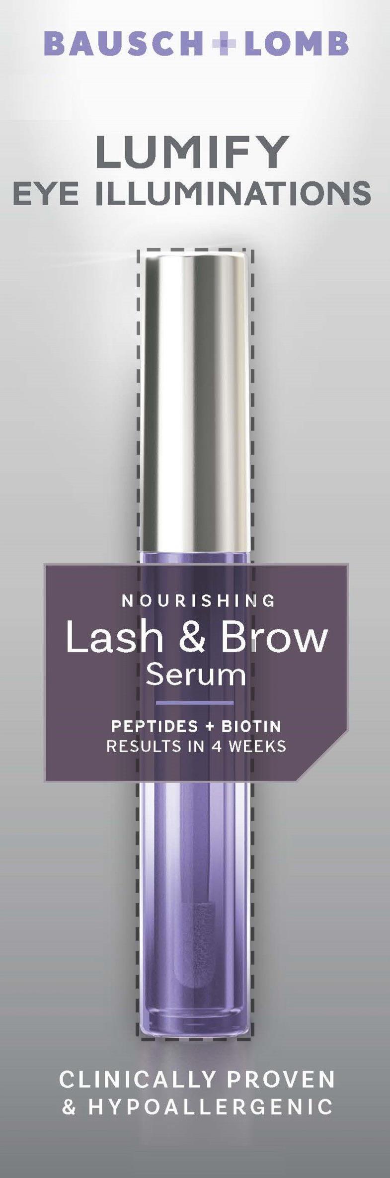  BAUSCH + LOMB LUMIFY EYE ILLUMINATIONS NOURISHING LASH &amp; BROW SERUM PEPTIDES + BIOTIN RESULTS IN 4 WEEKS CLINICALLY PROVEN &amp; HYPOALLERGENIC