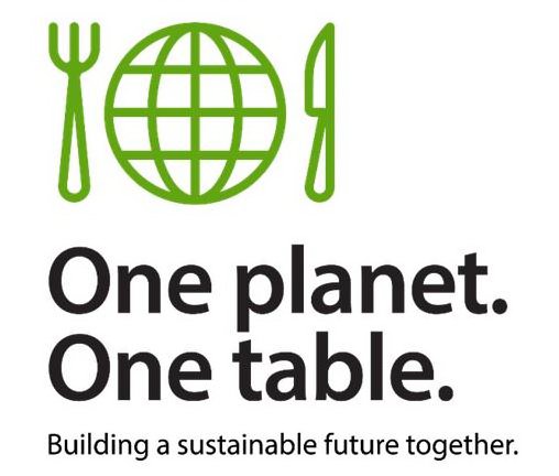 Trademark Logo ONE PLANET. ONE TABLE. BUILDING A SUSTAINABLE FUTURE TOGETHER.