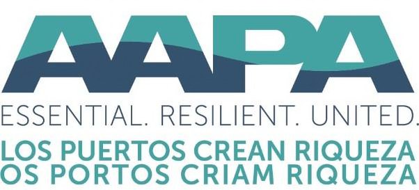 Trademark Logo AAPA ESSENTIAL. RESILIENT. UNITED. LOS PUERTOS CREAN RIQUEZA OS PORTOS CRIAM RIQUEZA