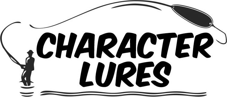 CHARACTER LURES FISHERMAN WITH FISHING ROD FISHING LINE FISHING LURE WAVES  ON BOTTOM - Character Lures LLC Trademark Registration