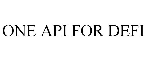  ONE API FOR DEFI