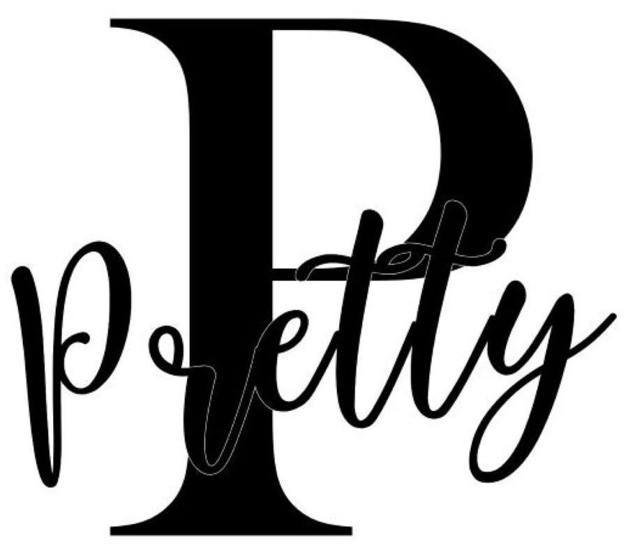  CAPTIAL LETTER P WITH STYLIZED WORD PRETTY