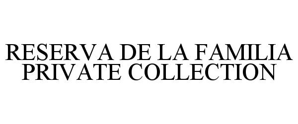Trademark Logo RESERVA DE LA FAMILIA PRIVATE COLLECTION