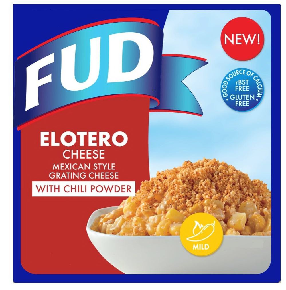  FUD ELOTERO CHEESE MEXICAN STYLE GRATING CHEESE WITH CHILI POWDER NEW! Â·GOOD SOURCE OF CALCIUMÂ· FBST FREE GLUTEN FREE MILD