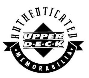 Trademark Logo AUTHENTICATED UPPER DÂ·EÂ·CÂ·KÂ· Â·MEMORABILIAÂ·