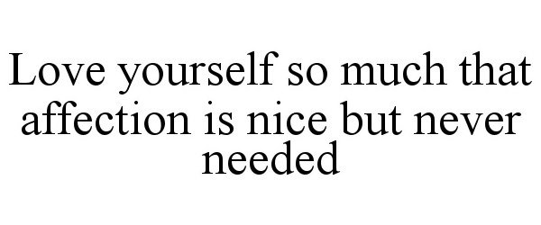  LOVE YOURSELF SO MUCH THAT AFFECTION IS NICE BUT NEVER NEEDED