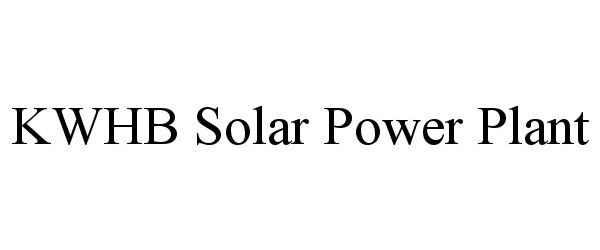 Trademark Logo KWHB SOLAR POWER PLANT