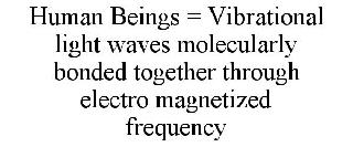 Trademark Logo HUMAN BEINGS = VIBRATIONAL LIGHT WAVES MOLECULARLY BONDED TOGETHER THROUGH ELECTRO MAGNETIZED FREQUENCY